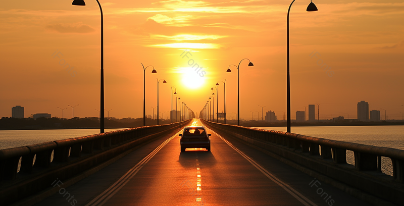 夕阳西下日落唯美意境阳光下的公路摄影背景,高清,摄影图,摄影图片,图片大全,摄影图免费下载
